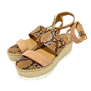Crown Vintage Daylen Platform Espadrilles Tan Faux Python Sandals Casual US 7M